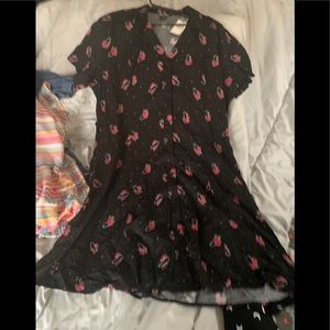 Black dress with floral and coffin print